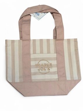 Trader Joe’s tan cream striped mini tote NWT